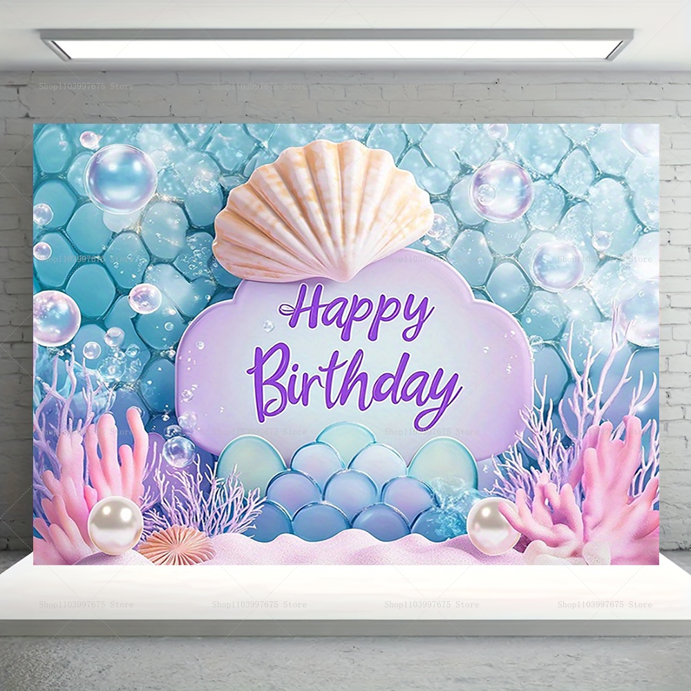 Mermaid Party Backdrops Childr - Baby Clothing Easter reseña y precio