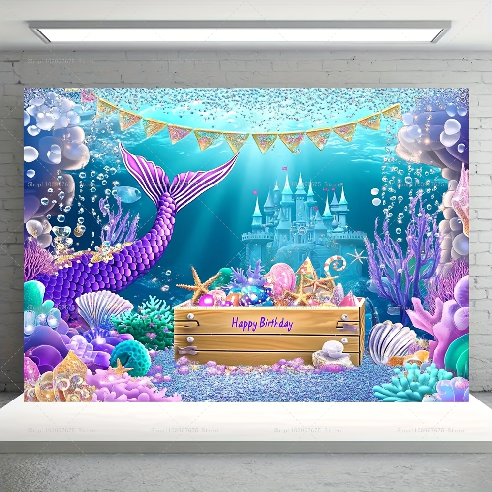 Mermaid Party Backdrops Childr - Baby Clothing Easter reseña y precio