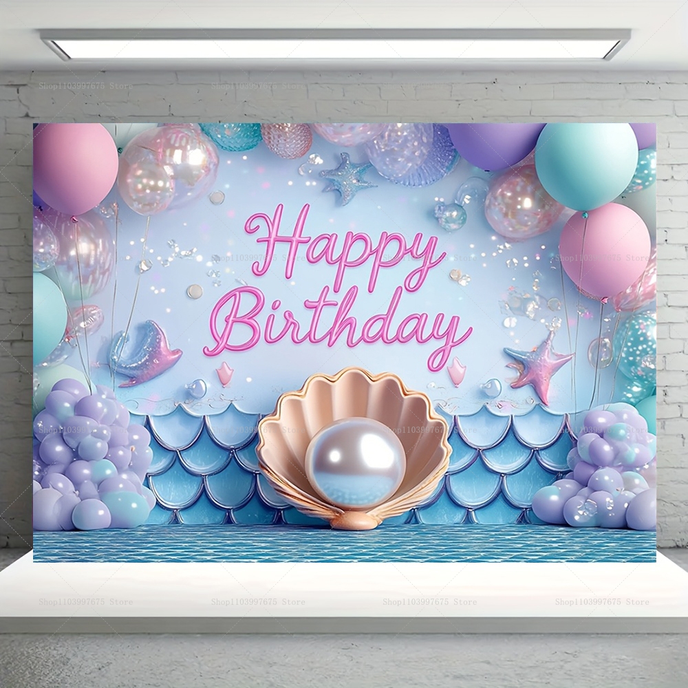 Mermaid Party Backdrops Childr - Baby Clothing Easter reseña y precio