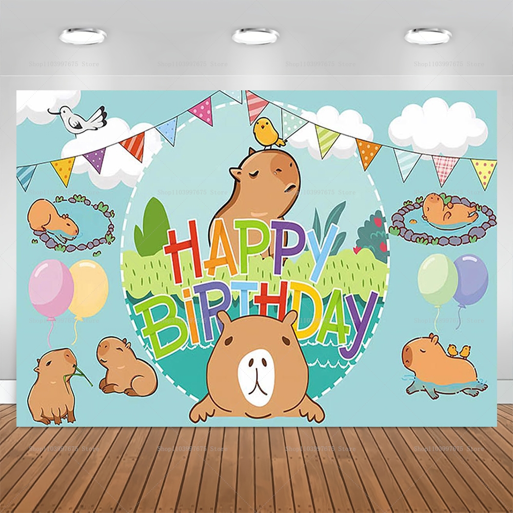 Cute Capybara Theme Backdrop C - Baby Clothing Easter reseña y precio
