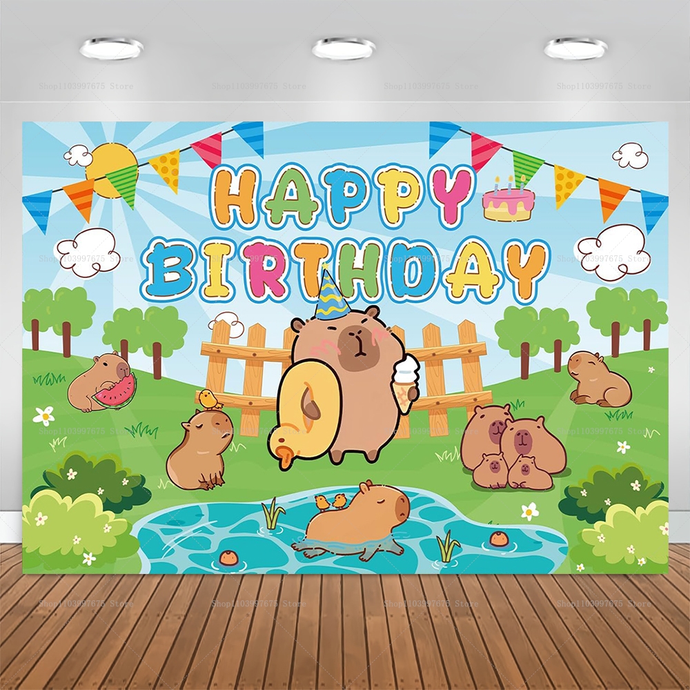 Cute Capybara Theme Backdrop C - Baby Clothing Easter reseña y precio