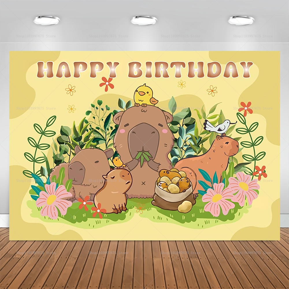 Cute Capybara Theme Backdrop C - Baby Clothing Easter reseña y precio