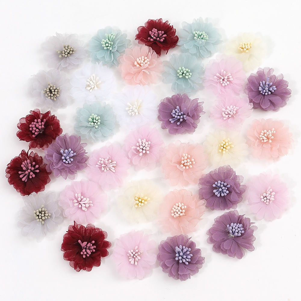 10Pcs 4cm Chiffon Flowers Head - Baby Clothing Yarn reseña y precio