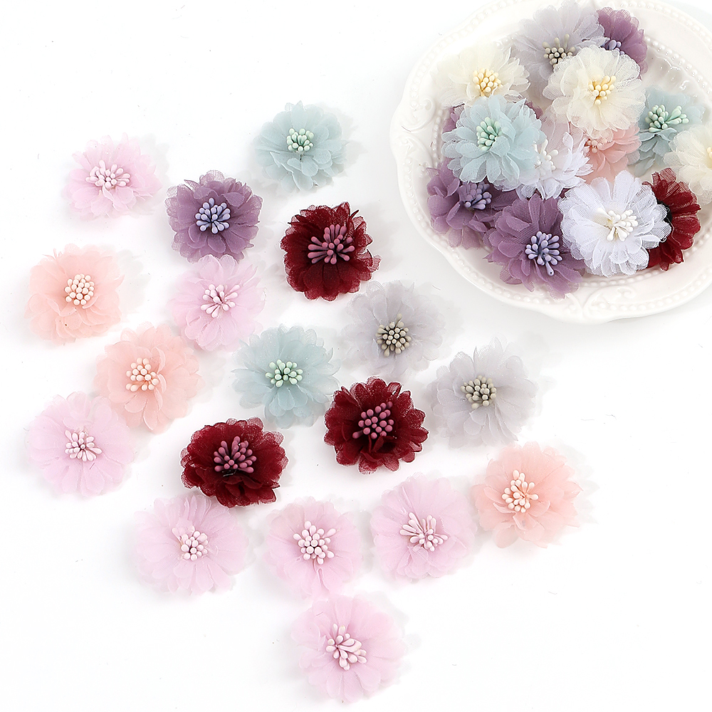 10Pcs 4cm Chiffon Flowers Head - Baby Clothing Yarn reseña y precio