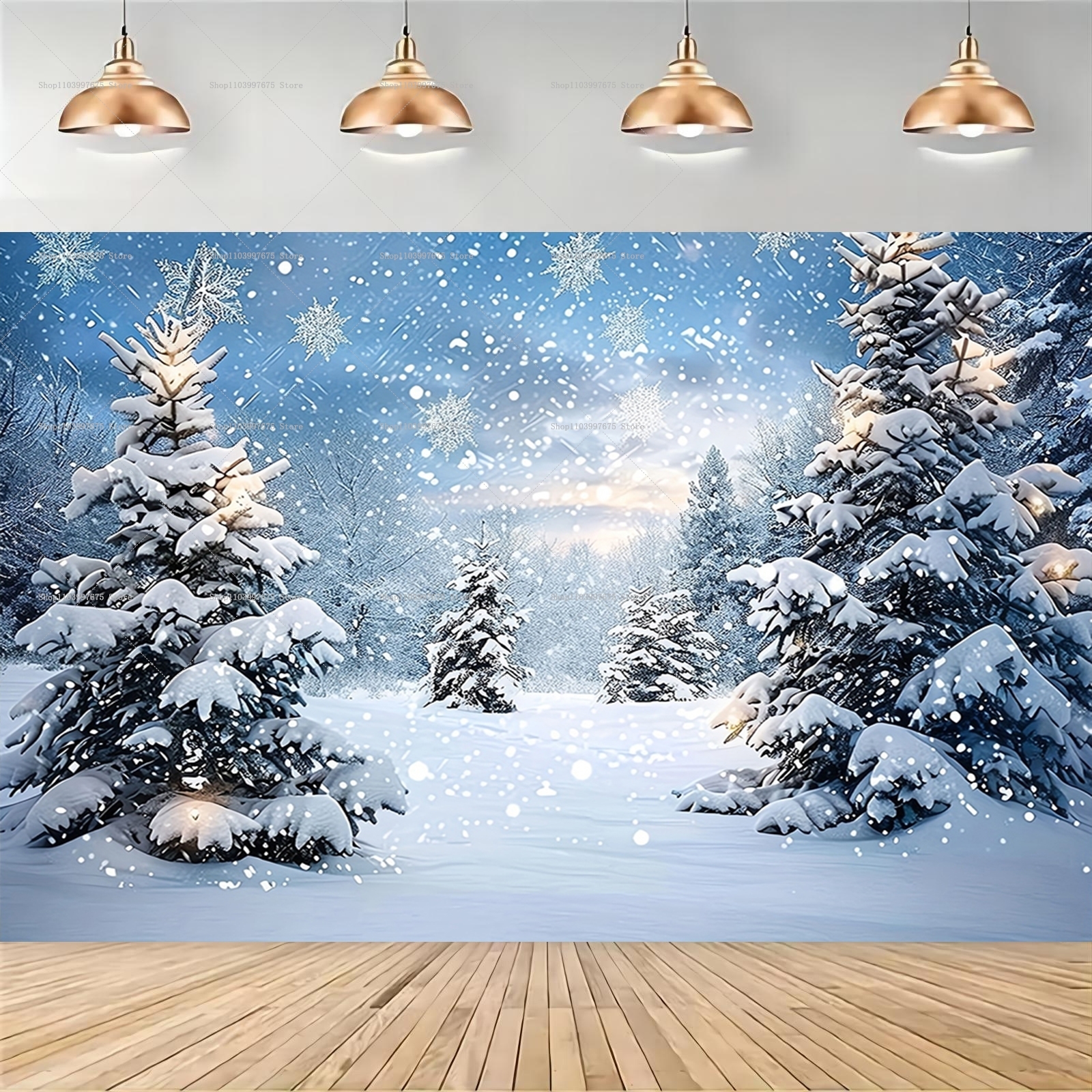 Snowy Forest Christmas Backdro - Baby Clothing Easter reseña y precio
