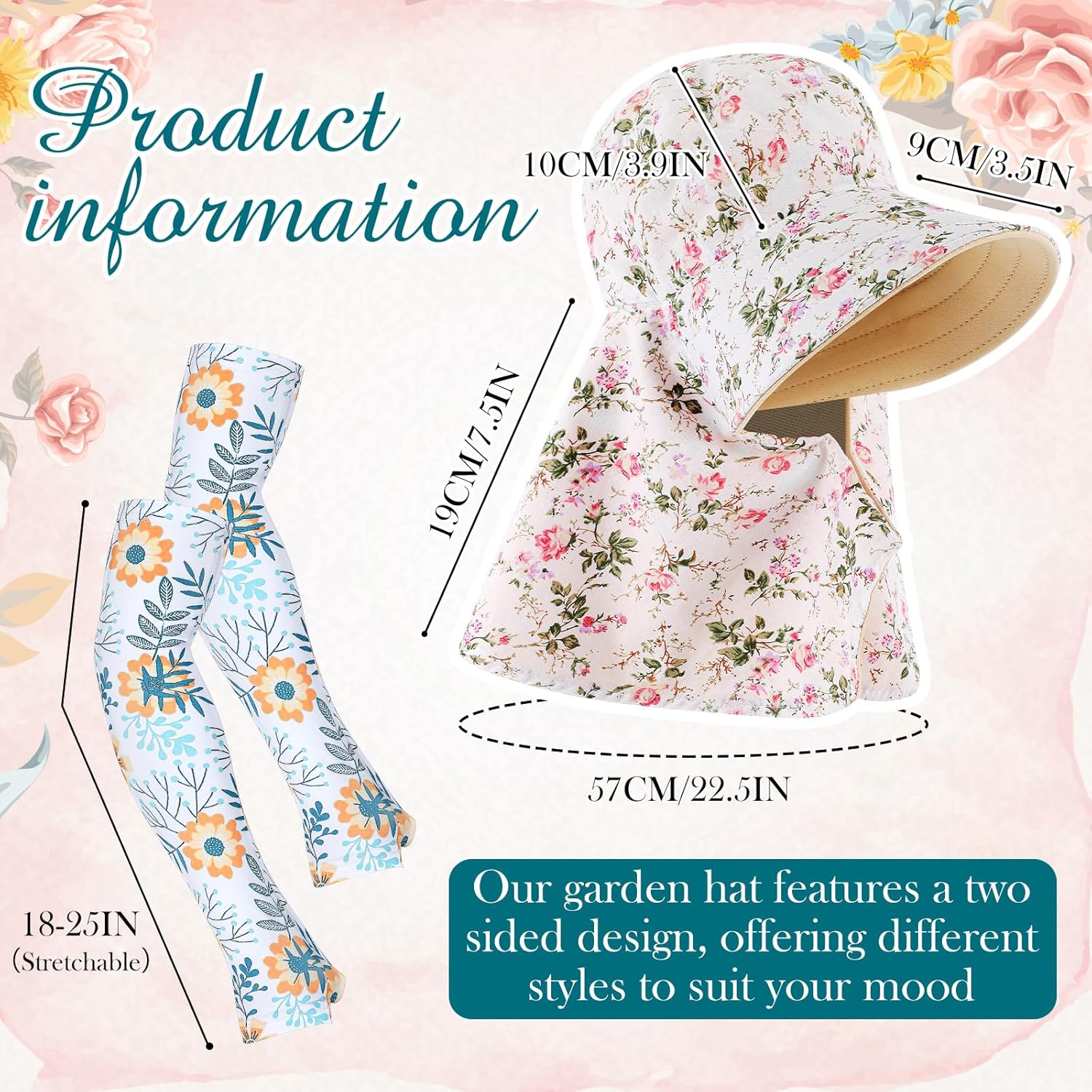 2 Pcs Floral Garden Hat for Wo - Sun Hat Wide Brim reseña y precio