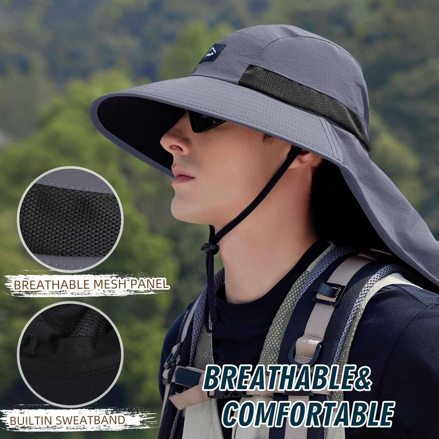 UPF50+ Sun Hat with Neck Flap, - Sun Hat Wide Brim reseña y precio